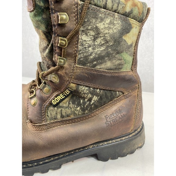 FILED & STREAM Men Sz 11 Brown Leather Boots Thinsulate Gortex lined VIBRAM Sole - Picture 4 of 8